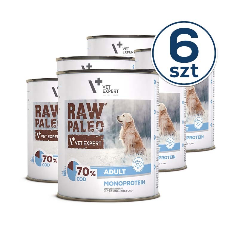 RAW PALEO ADULT DOG COD - mokra karma dla psów dorosłych monoproteina z dorszem pakiet 6x800g
