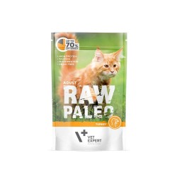 RAW PALEO karma mokra dla kotów dorosłych - indyk (pakiet 12x 100g)