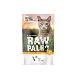 RAW PALEO Sterilised karma mokra dla kotów - indyk (pakiet 12x 100g)
