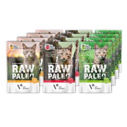 RAW PALEO STERILISED 12x100g - mokra karma dla kotów sterylizowanych - mix smaków