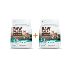 RAW PALEO STERILISED CAT 2x250g – sucha karma z kurczakiem, tuńczykiem i łososiem dla kotów sterylizowanych