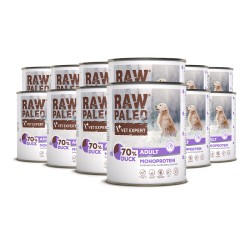 RAW PALEO ADULT DOG DUCK 12x800g - mokra karma dla psów dorosłych monoproteina z wieprzowiną
