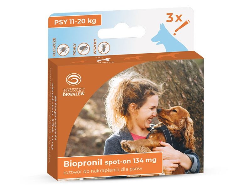 BIOPRONIL spot-on 134 mg - przeciw pchłom i kleszczom dla psa 11-20 kg