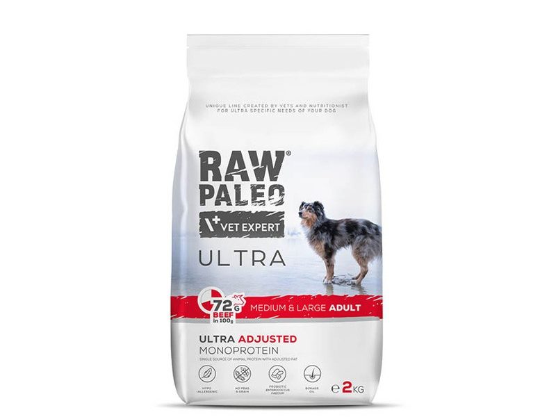 RAW PALEO ULTRA BEEF ADULT MEDIUM/LARGE - sucha karma z wołowiną dla psów dorosłych ras średnich i dużych